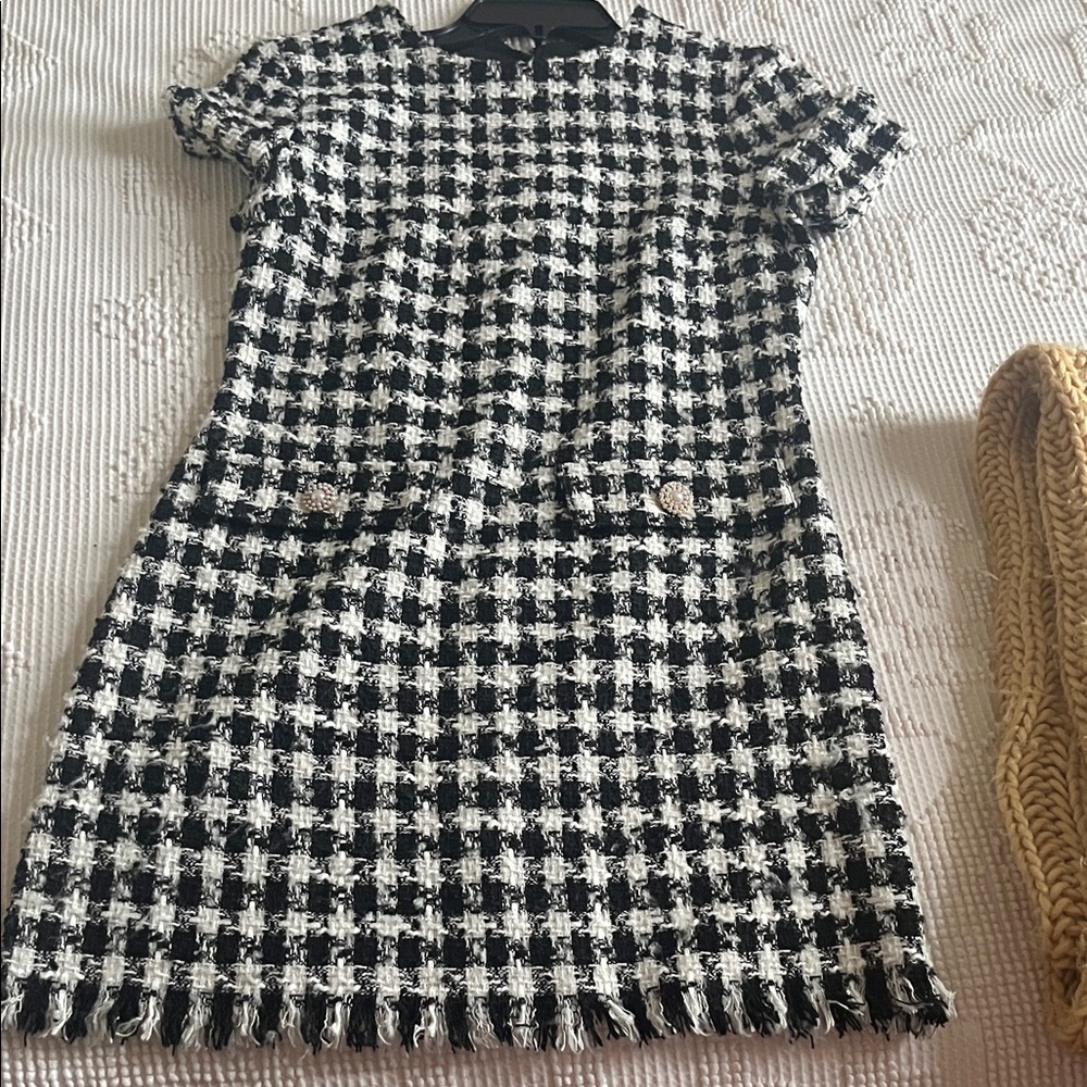 BeBop Black & White Houndstooth Mini Shift Dress